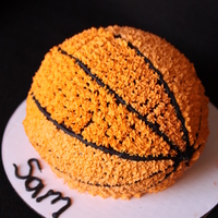 Basketball Cake Birthday cake for a b-baller! Used wilton sports ball (small).
