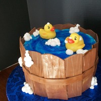 Rubber Ducky Baby Shower "Wood" is fondant strips with grooves dragged across. Buttercream "bubbles" and colored piping gel "water."...