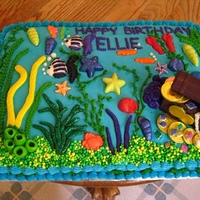 Aquarium Cake This is an aquarium (or rather the entire ocean!) I just completed for a 12 year old. I used the chocolate chip cookie dough filling from...