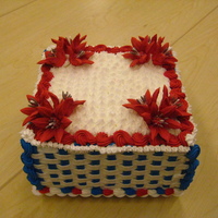 4Th Of July Lilies Basketweave with lillies for Independence Day. Display for the store