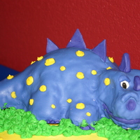 Dinosaur Party This was the dinosaur sitting on the cake I made for a 1st birthday party. Cake isn't very level, but it matched the theme well....