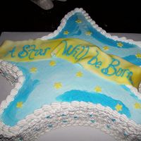 Star Baby shower cake in buttercream with fondant banner.