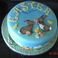 Easter Cake made during night class. i used patchwork cutters for bunnys, border and eggs and funky alphabet cutters for lettering.