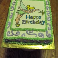 Tinkerbell Birthday Tinkerbell Buttercream transfer, buttercream iced yellow sheet cake