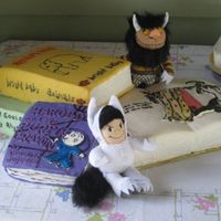 Where The Wild Things Are cake for grandson's 2nd birthday. His favorite story is "Where the wild things are" so the open book was based on that with...