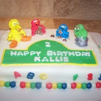 Sesame Street Cake This cake was chocolate cake with chocolate fudge filling and mmf. The Sesame Street figures where made with gumpaste and the sign, cookies...