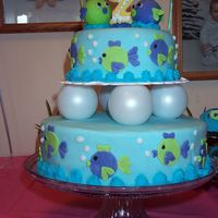 Phae's 2Nd Birthday One of my favorite cakes I made. The fish on top are ping-pong balls covered in fondant. The fish on the sides are cut out using a round...