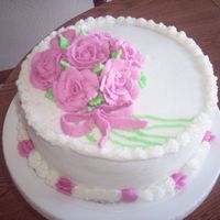 Wilton Course I Final Cake This was my final cake and as I walked out to my car I slipped on some ice and smashed my cake into the back of my car! ha. That's why...
