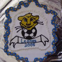 Dsc06728.jpg This cake I made for my son's mexican soccer team end of season party. The teams name is the Leones which is spanish for lions. I made...