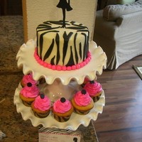 Zebra Baby Shower Cake Zebra shower cake and cupcakes to match invitation.