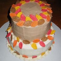 Fall Birthdays Cake Cake for employee fall birthdays. Top layer chocolate with mocha SMBC icing. Bottom layer carrot cake with cream cheese SMBC icing. Leaves...