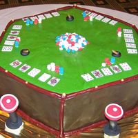 Poker Table Inspired by Duff Goldman! Loved doing this cake, and was easier than I thought. Hexagon cake covered in chocolate ganache and then MMF. The...
