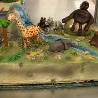 Safari Safari cake, 3D figures made out of fondant. 1st time making figures