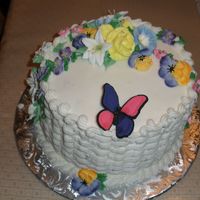 Basket Weave & Royal Flowers Floral Spray with RI flowers