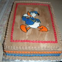 Donald Duck My first BC transfer. Chocolate cake and frosting with rasberry filling. Thanks for looking.