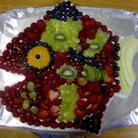 Fish Fruit Cake This is a sponge cake with chanitlly cream and covered in fresh fruit. It was for my friend's 4 year old son. He loves fish and fruit...