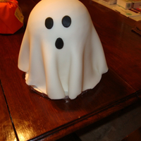 Friendly Ghost 2 six inch rounds and a half ball pan covered in fondant