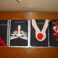 Twilight Series All four Twilight series books with gumpaste covers and bindings.