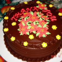 Christmas - Office Thank You Cake My mother in laws office is moving and she wanted a christmas themed thank you cake. First time making these Poinsettias! Flowers in royal...