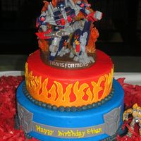 Transformers bc icing topped with transformer sculpture