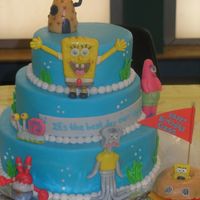 Spongebob Squarepants bc icing with handmade fondant characters and accents