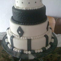 Black And White Fondant black and white four tier covered with fondant