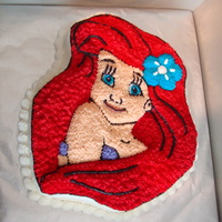 Ariel Birthday Cake Chocolate Cake with buttercream icing. Used the Wilton Disney Princess Ariel pan.