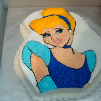 Cinderella Birthday Cake Vanilla cake with buttercream icing. I didn't have the Cinderella cake pan, so I used the Ariel Pan and made Cinderella.