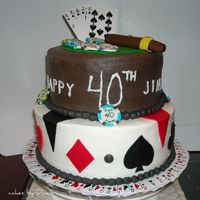 Jim's Casino Cake Girl at work wanted same cake as I made for someone else. The bottom is a Chocolate WASC with peanut butter filling and butter cream icing...