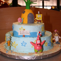 Sponge Bob "bikini Botton" Dominican Cake, filling with pineapple, butter cream frosting and fondant decoration
