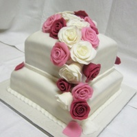 Square Wedding Cake With Roses 