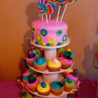 Layah's Candy Bar Cake Real candy used for toppers and pops...rest is buttercream and MMF...