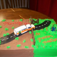 Moving On To Greener Pastures More like a "promotion" cake for a teacher taking a better job in a different district. 1/2 devils food 1/2 wasc filled with...