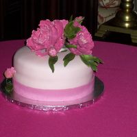 Baxter Peony Gum paste Peony and fondant covered cake