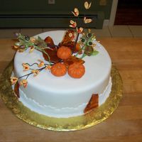 Amber Glass & Pumpkins Fondant Icing with Gum paste flowers