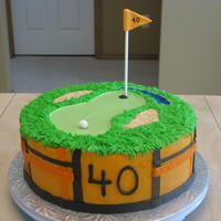 Golf Cake For 40Th Buttercream with graham crumbs for sand. The plaid sides were to match the invitations.
