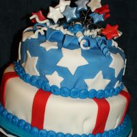 First Birthday Cake I made this for a neighbor. Her daughter is turning 1 on July 5th so they thought an American Girl theme would be perfect. Yellow cake with...