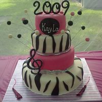 Kayla Grad Cake ! 14, 10, 8, 6 in gumpaste 2009 and balls on wire. Dark Chocolate w/chocolate mousse, Strawberry with white chocolate mousse, french vanilla...