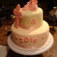 Zoie Baptism MMF, gumpaste shoes fondant cross and