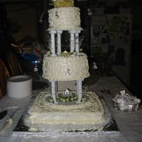 Daughters Wedding Cake I made this for my Daughter and son-in-law. It was quite a feat with makinga all of the food too. But it was made with love.