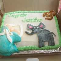 Safari Animal Baby Belly Cake Yel with BC. Painted fondant.