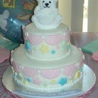 Baby Shower W/ Teddy Bear & Stars This was for a friend of the family's baby shower. Covered in fondant, all fondant decorations (except the buttercream teddy bear)....