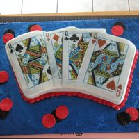 Queen B Cake. I did this cake for a friend who loves the casino. Orange dream cake with fondant and edible picture image.