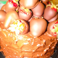 Death By Chocolate A triple layer chocolate cake with chocolate chips and chocolate fudge filling, chocolate syrup icing and covered with chocolate covered...