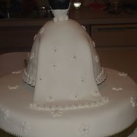 Train Of Bridal Shower Cake here is the back of the cake that I did for my neice's bridal shower, showing the train. The front and sides are shown previously.