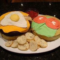 Kuma Burger I made this cake for a co-worker. It is modeled after the Kuma Burger at Kuma's Corner in Chicago (his favorite!). All toppings are...