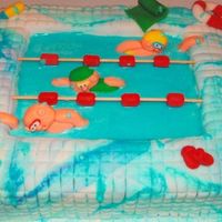 Swimming Pool Cake This is a cake that my sister & I made for our father who is a swim coach. Adapted from Carol Deacon's book Lots of fun to make!