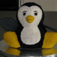 Penguin Cake Penguin Cake covered with BC icing and Fondant Beak and wings.
