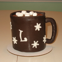 Cocoa Christmas Mug Hot Cocoa Mug made with 4 inch cakes and chocolate fondant. Not exactly pleased with how they turned out, but will know more for next time...