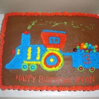 Train Birthday thank you kathyscc for the m&m idea!! yellow cake with chocolate b/c icing. decoration was with white b/c thanks for looking!!
